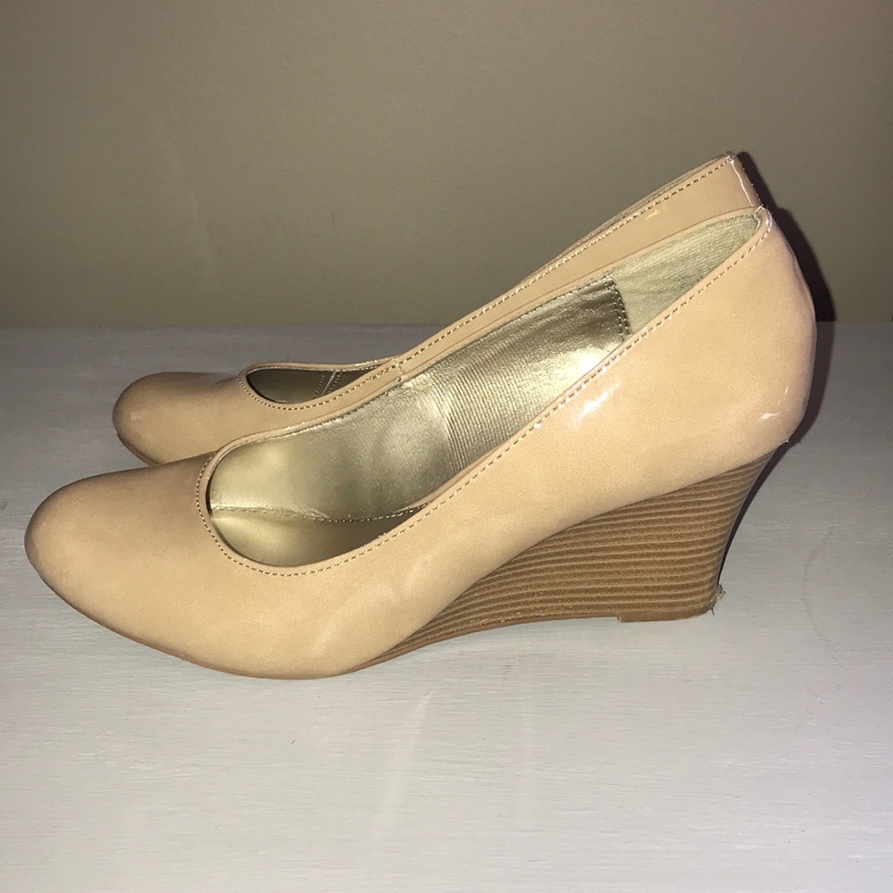 Tan wedge heels